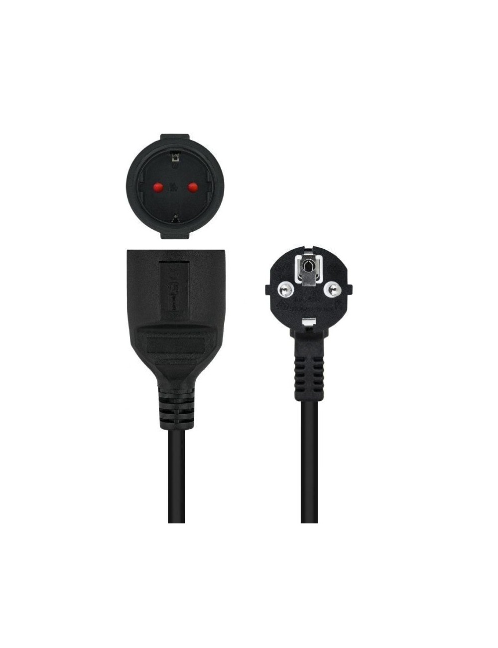 Cable Alargador de Corriente Nanocable 10.22.0603-BK/ Schuko Hembra - Schuko Macho/ 3m/ Negro