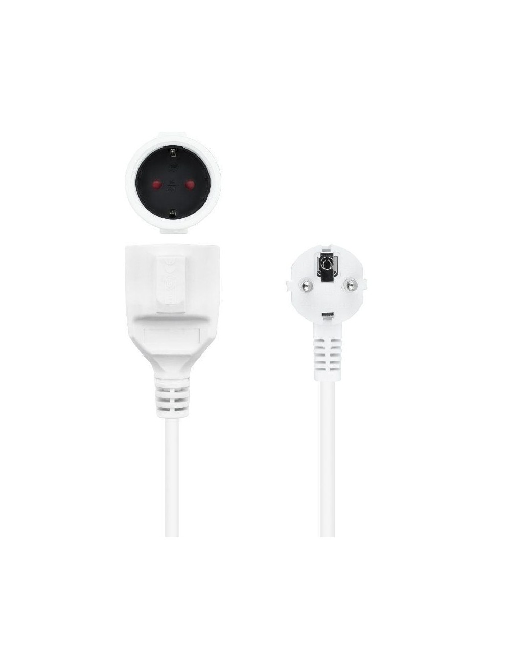 Cable Alargador de Corriente Nanocable 10.22.0603-W/ Schuko Hembra - Schuko Macho/ 3m/ Blanco