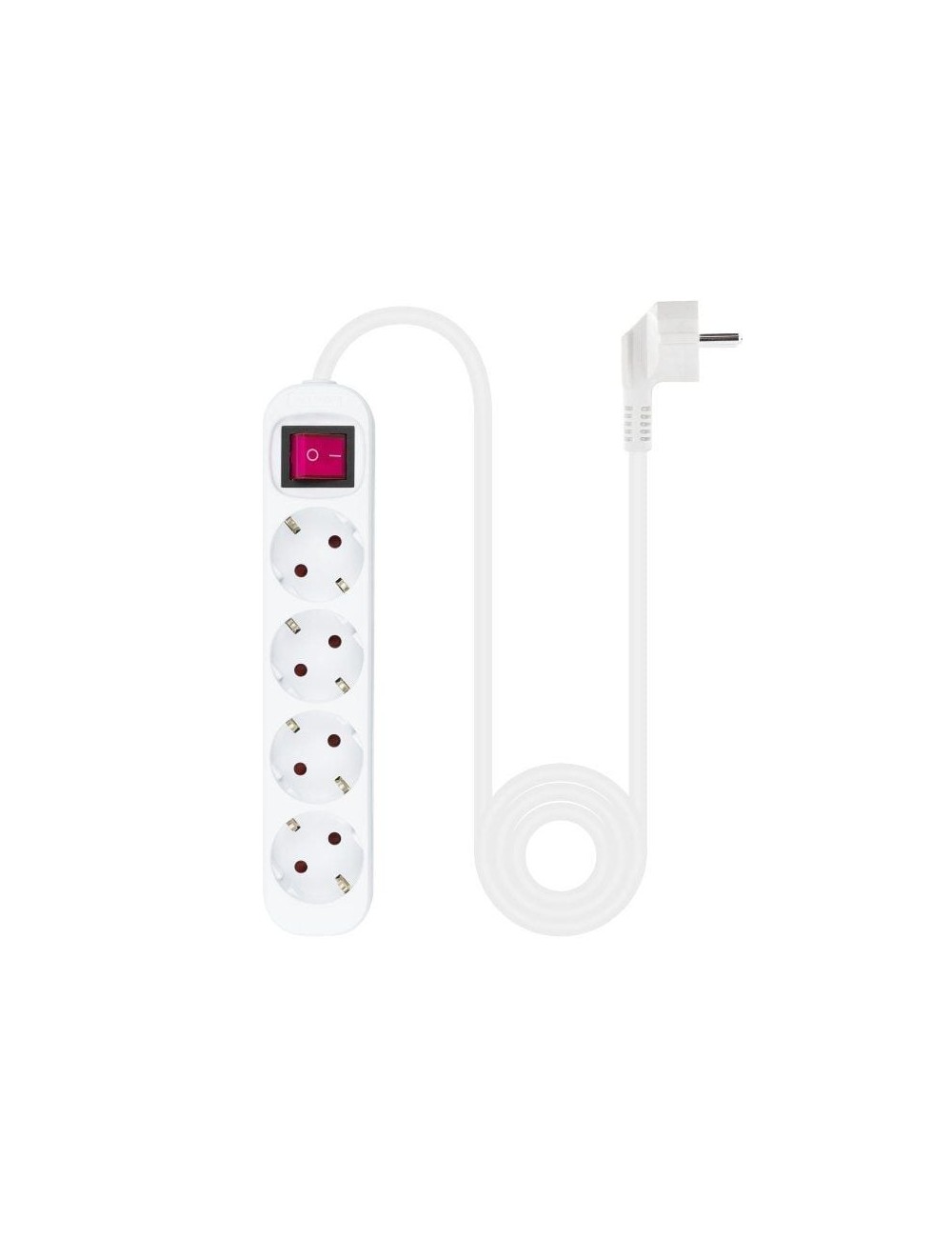Regleta con Interruptor Nanocable 10.37.0004/ 4 Tomas de Corriente/ Cable 1.4m/ Blanca