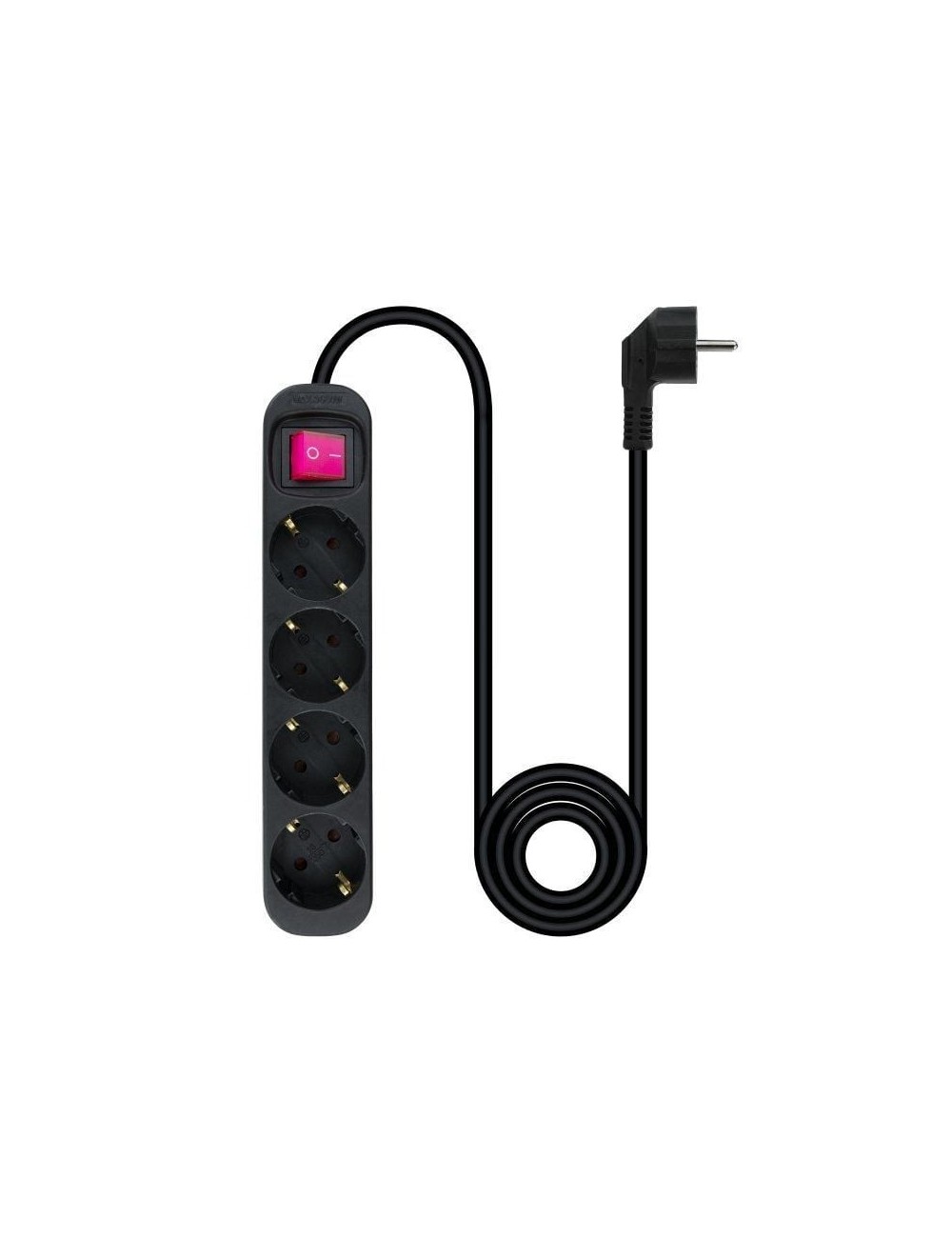 Regleta con Interruptor Nanocable 10.37.0004-BK/ 4 Tomas de Corriente/ Cable 1.4m/ Negro