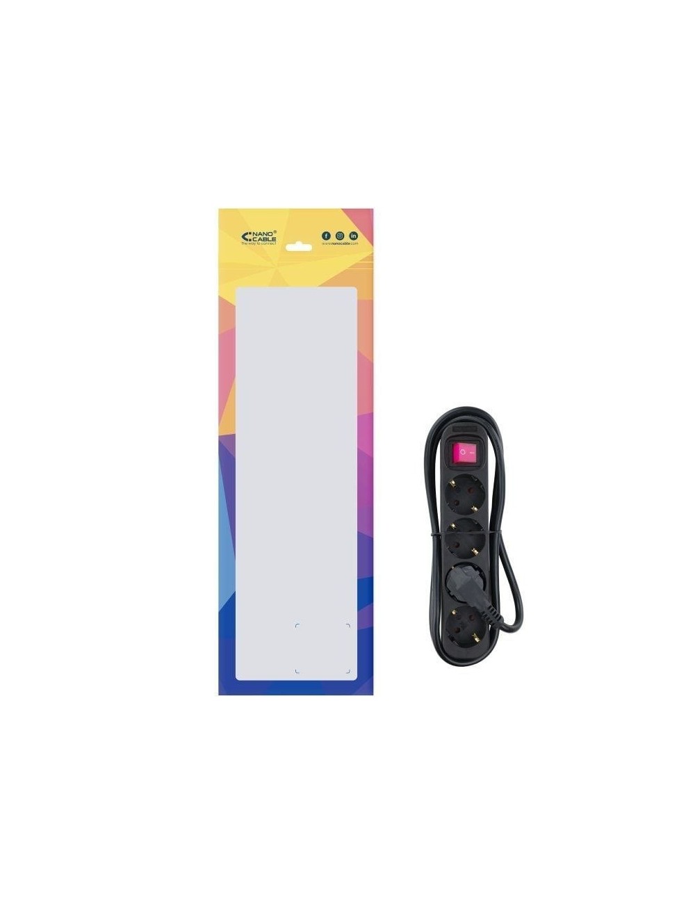 Regleta con Interruptor Nanocable 10.37.0004-BK/ 4 Tomas de Corriente/ Cable 1.4m/ Negro