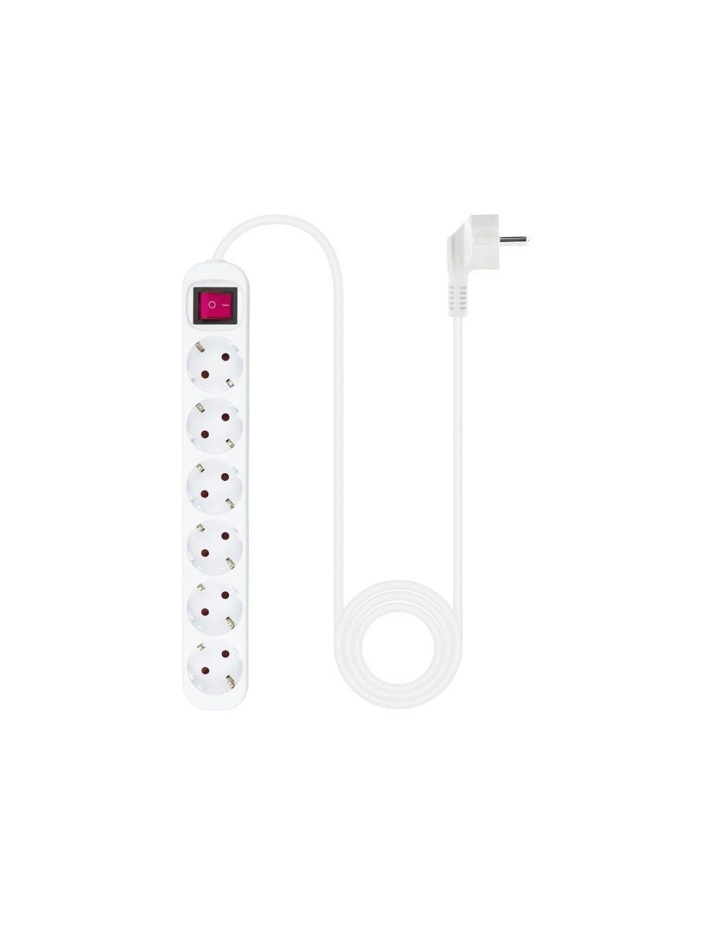 Regleta con Interruptor Nanocable 10.37.0006/ 6 Tomas de Corriente/ Cable 1.4m/ Blanca