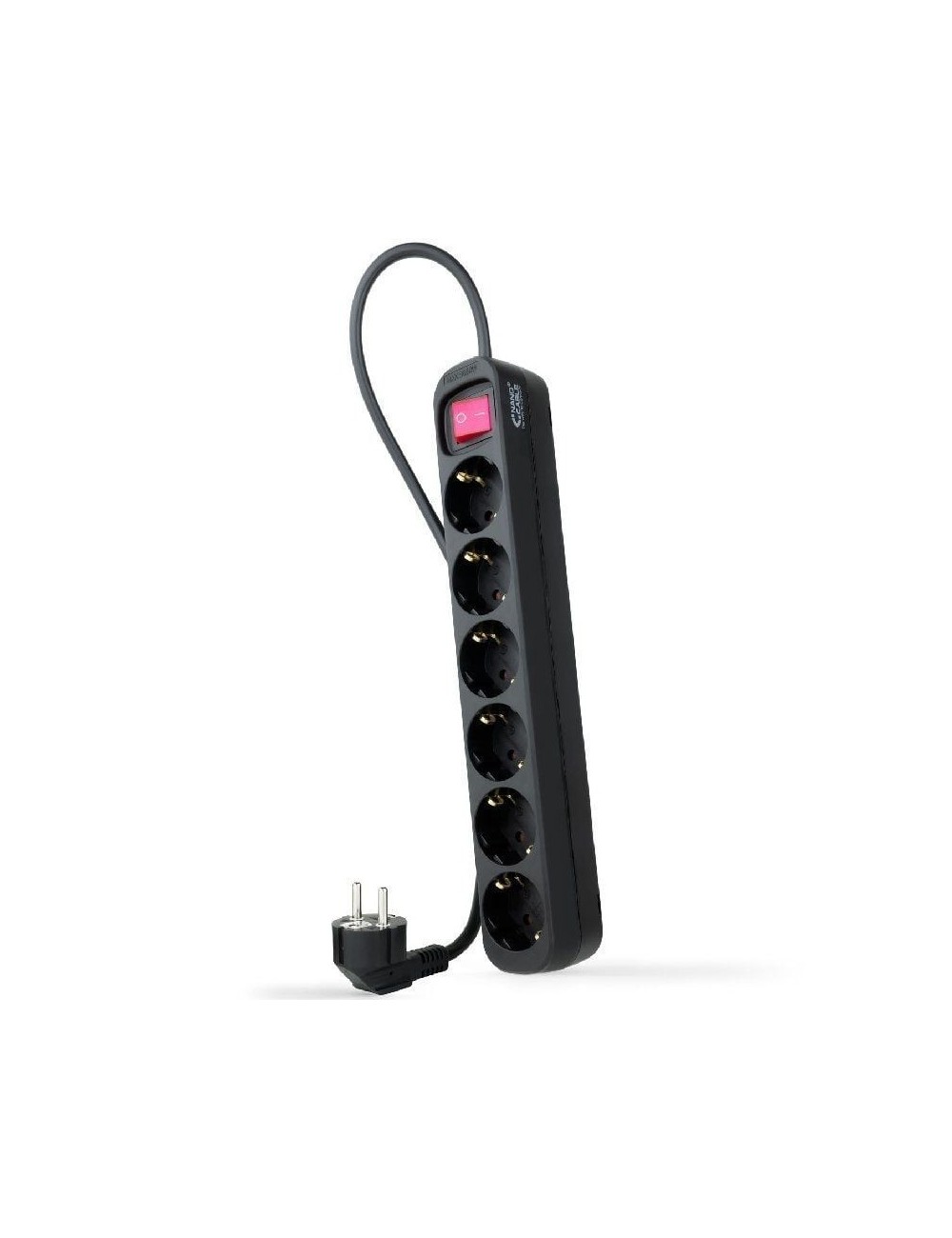 Regleta con Interruptor Nanocable 10.37.0006-BK/ 6 Tomas de Corriente/ Cable 1.4m/ Negro