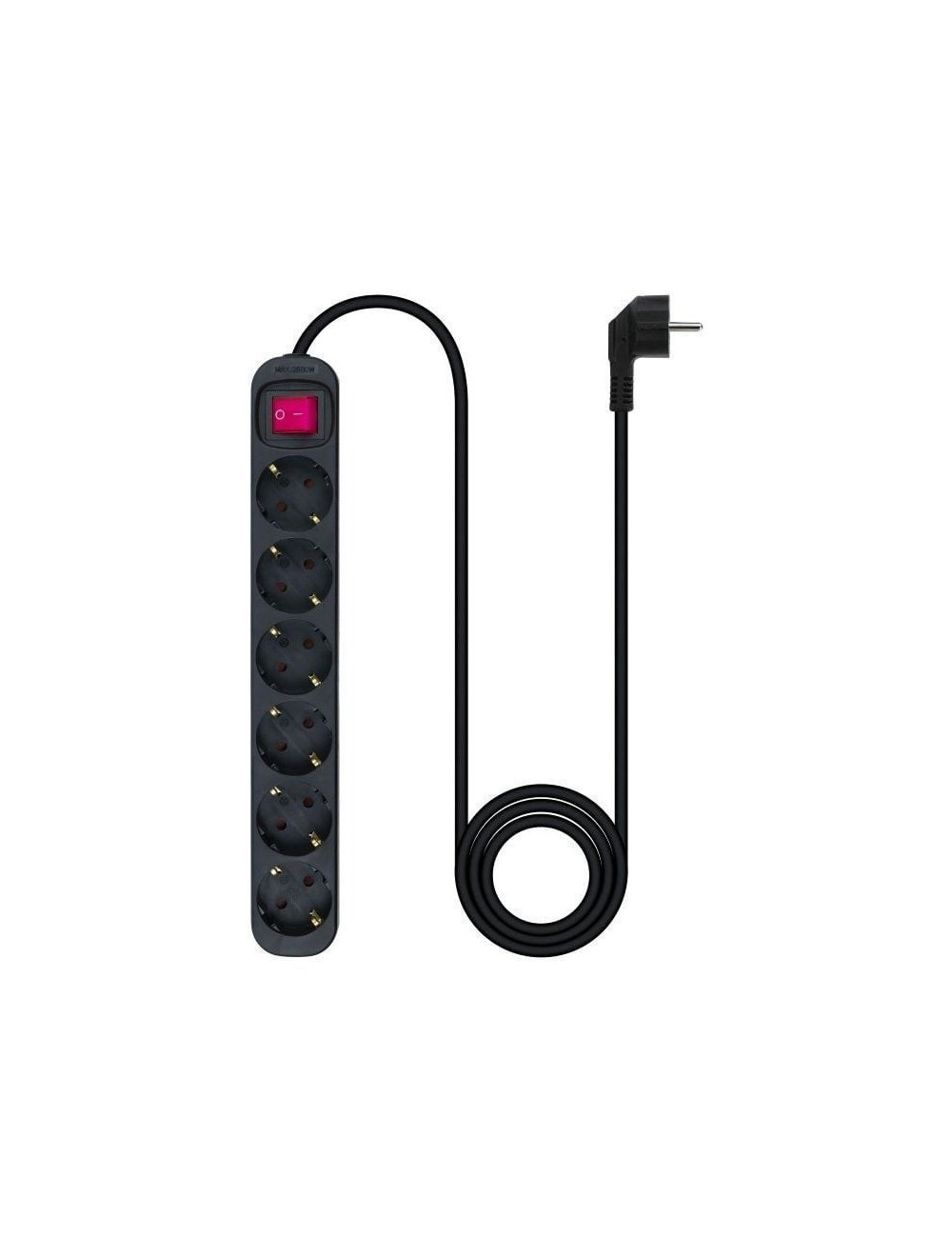 Regleta con Interruptor Nanocable 10.37.0006-BK/ 6 Tomas de Corriente/ Cable 1.4m/ Negro