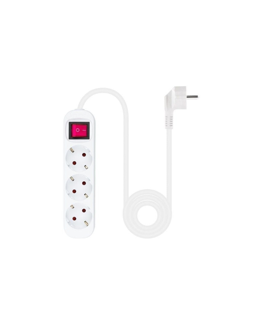 Regleta con Interruptor Nanocable 10.38.0003/ 3 Tomas de Corriente/ Cable 1.4m/ Blanca