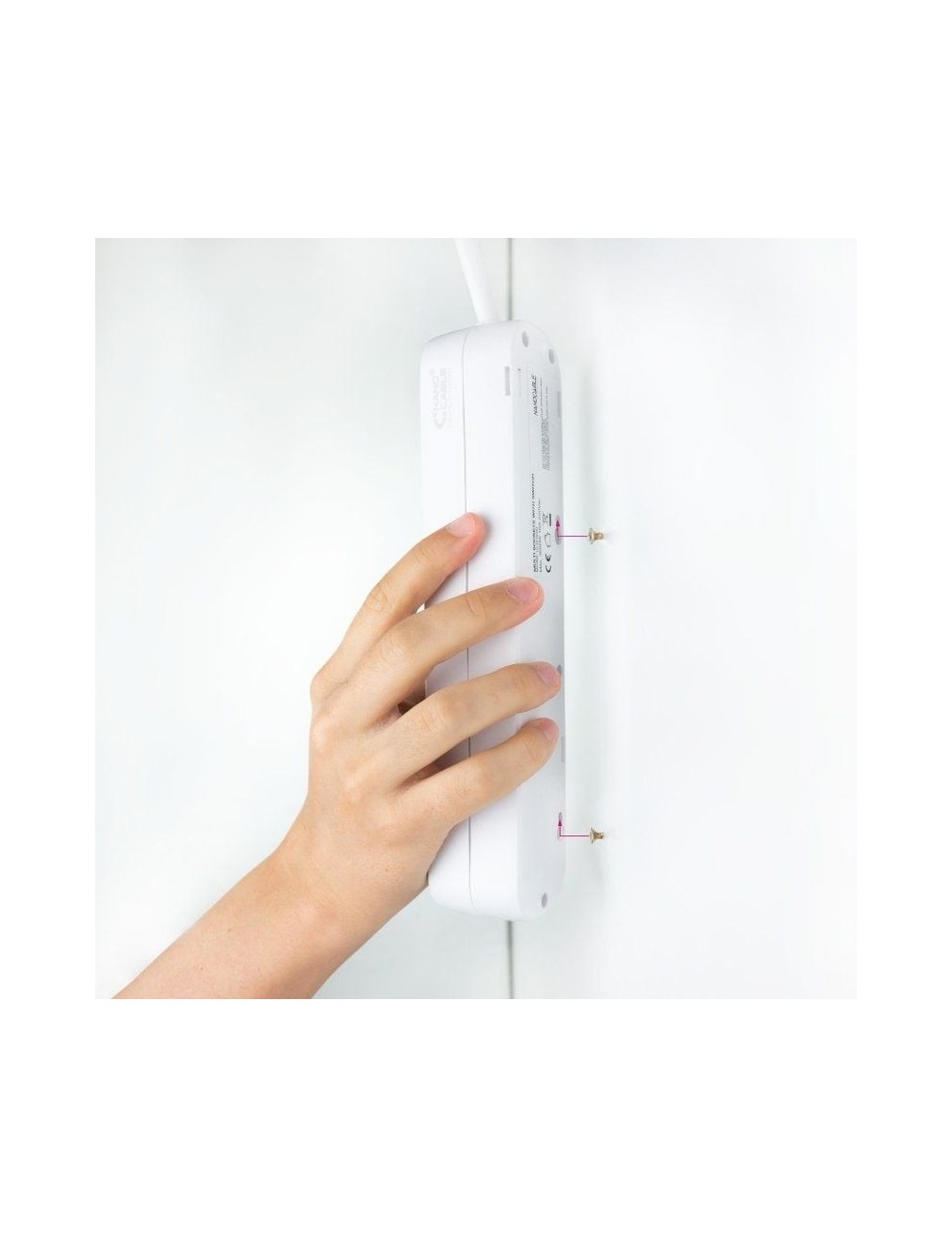 Regleta con Interruptor Nanocable 10.38.0003/ 3 Tomas de Corriente/ Cable 1.4m/ Blanca