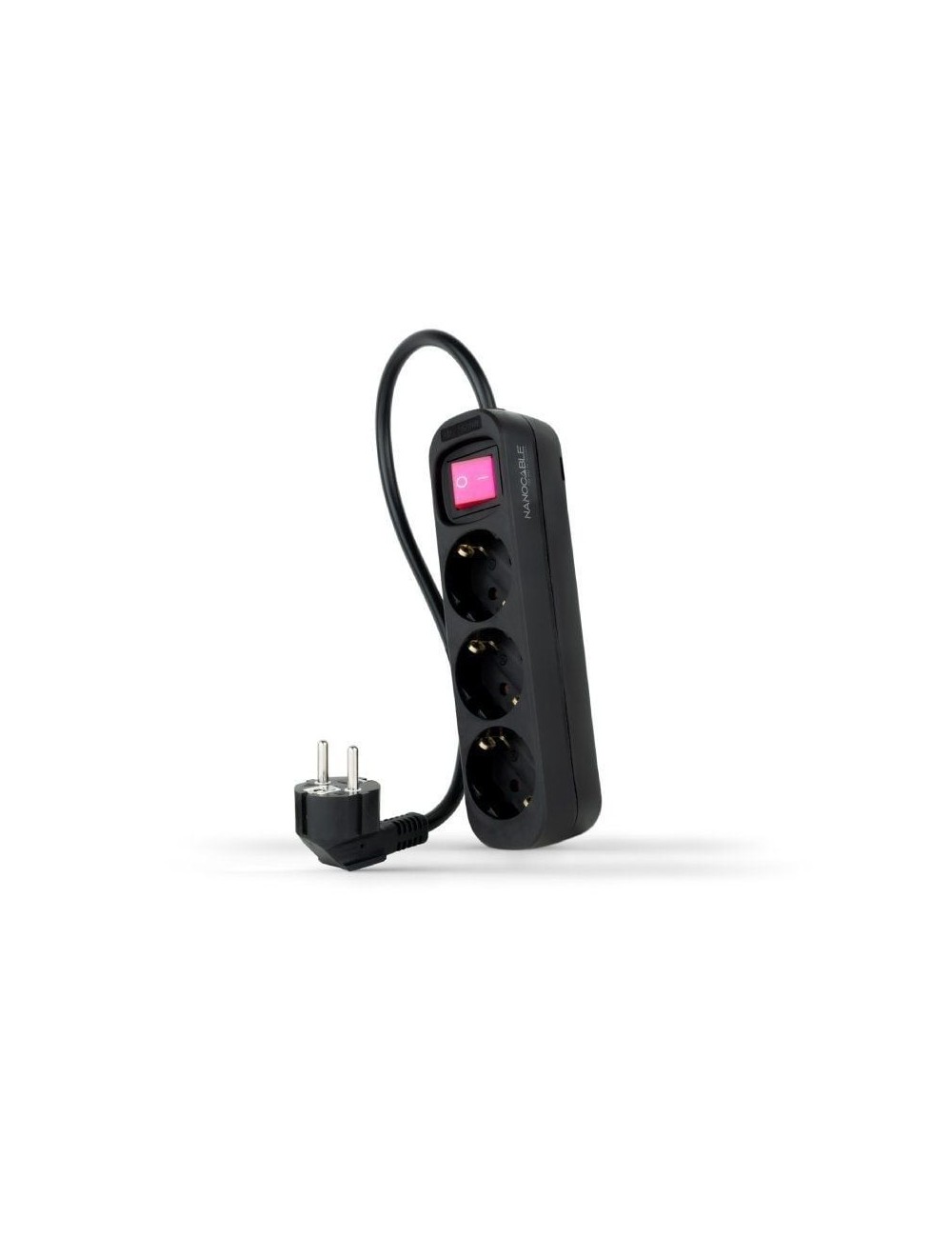 Regleta con Interruptor Nanocable 10.38.0003-BK/ 3 Tomas de Corriente/ Cable 1.4m/ Negra