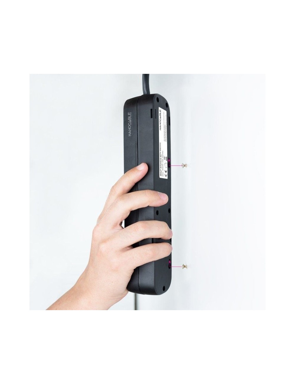 Regleta con Interruptor Nanocable 10.38.0003-BK/ 3 Tomas de Corriente/ Cable 1.4m/ Negra