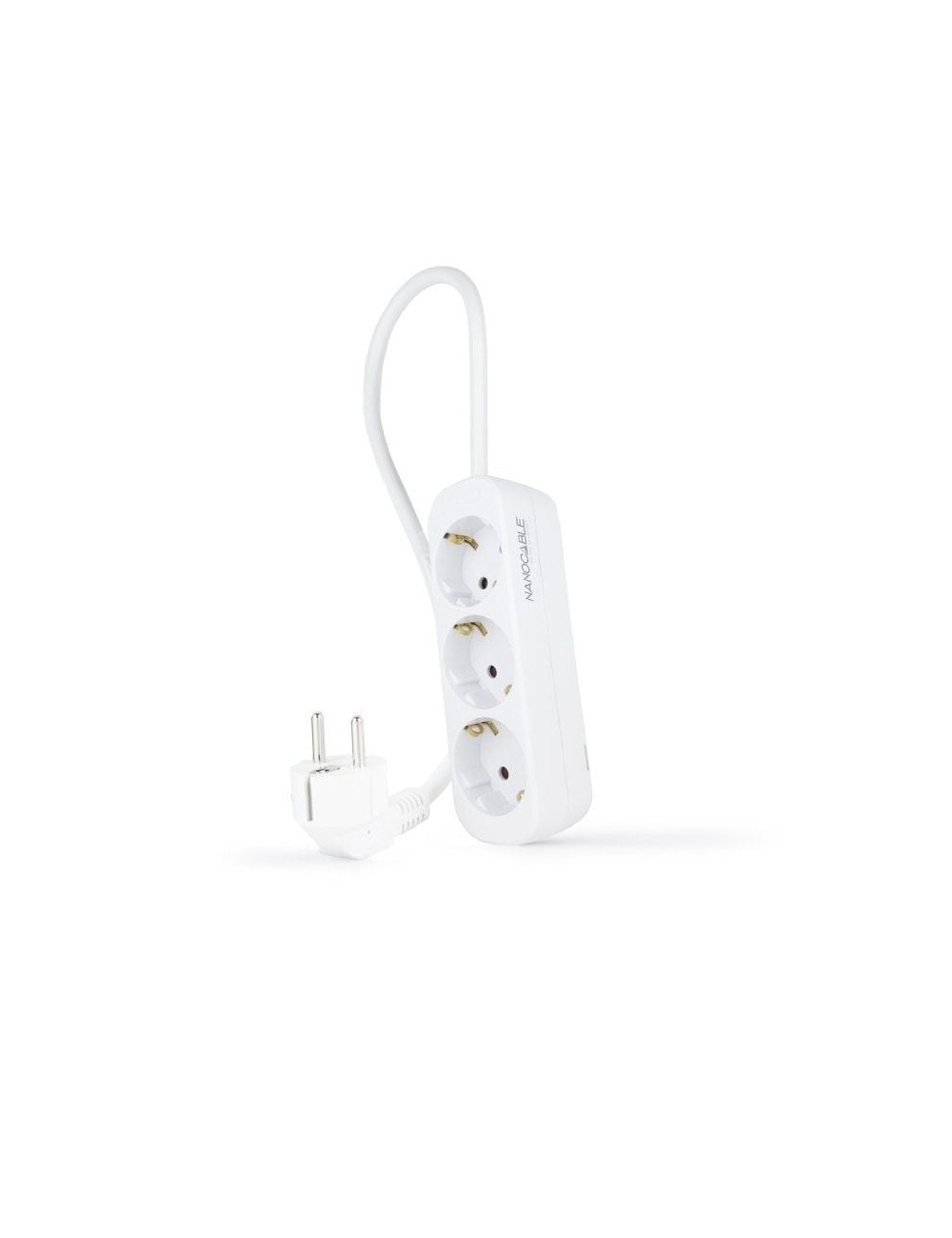 Regleta Nanocable 10.38.0003-NS/ 3 Tomas de Corriente/ Cable 1.4m/ Blanca