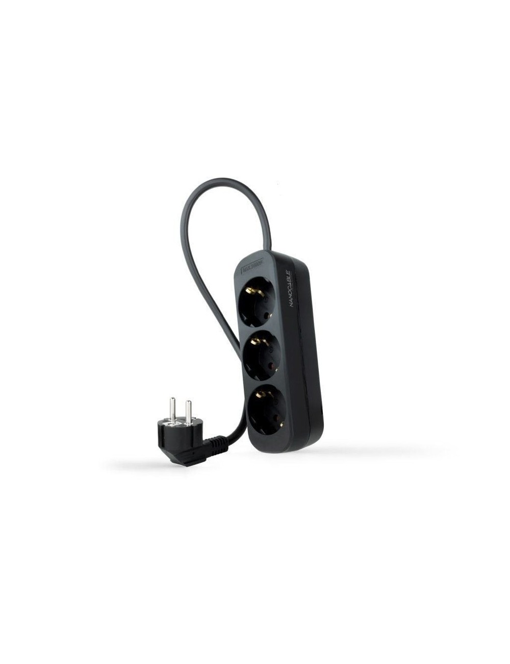 Regleta Nanocable 10.38.0003-NS-BK/ 3 Tomas de Corriente/ Cable 1.4m/ Negra