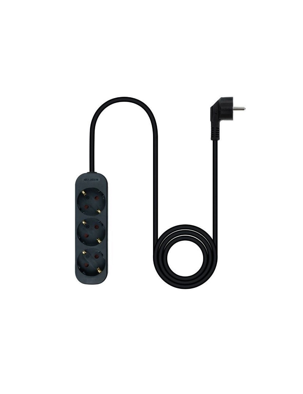 Regleta Nanocable 10.38.0003-NS-BK/ 3 Tomas de Corriente/ Cable 1.4m/ Negra