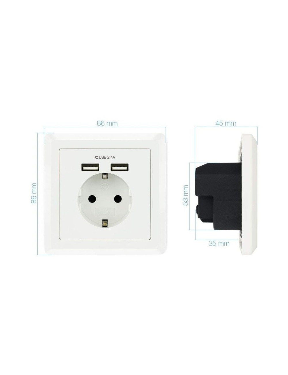Roseta de Pared Nanocable 10.35.0010/ 1 Schuko/ 2 USB