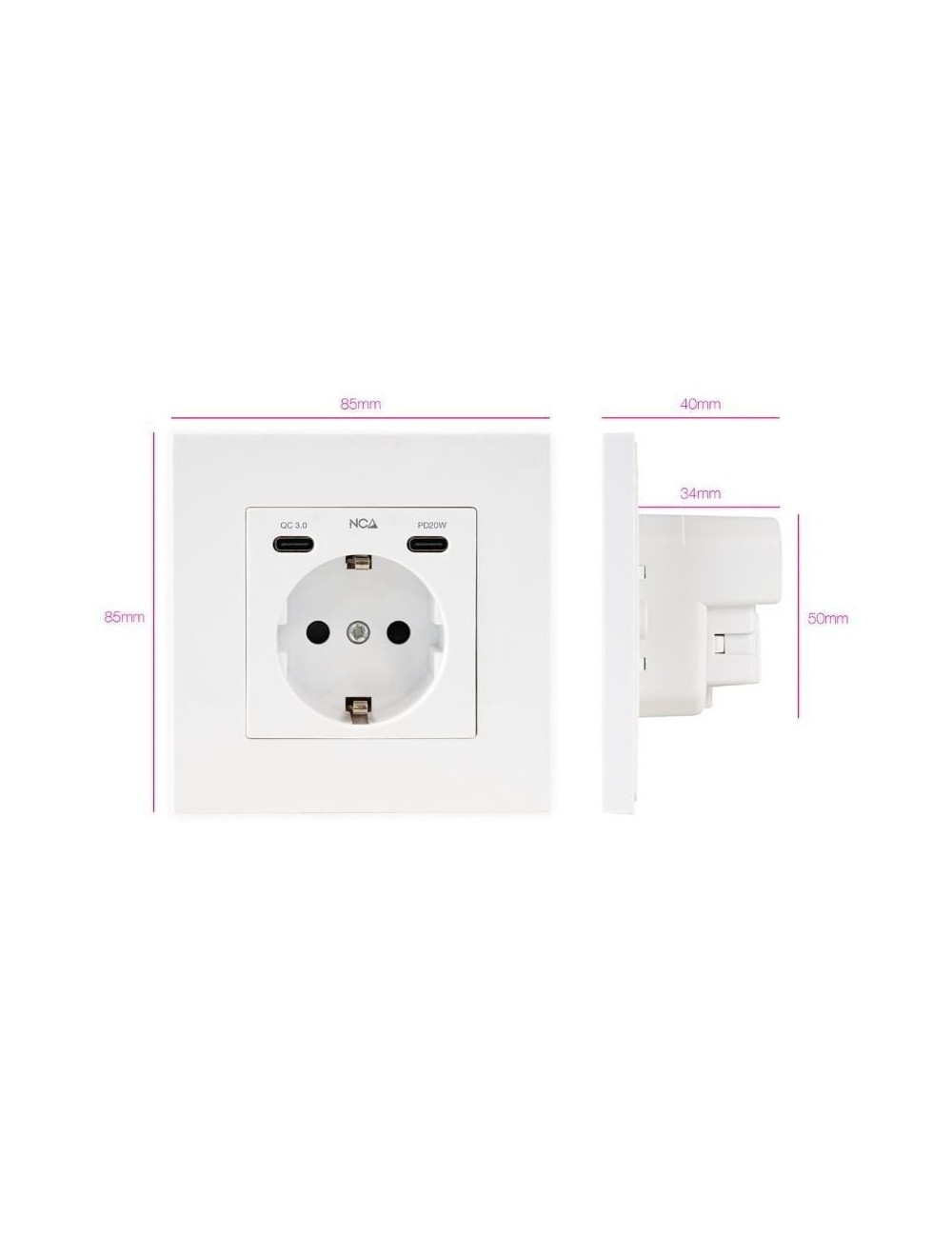 Roseta de Pared Nanocable 10 35 0012/ 1 Schuko/ 2 USB