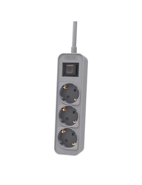 Regleta con Interruptor Philips CHP2134G/ 3 Tomas de corriente/ Cable 1.5m/ Gris