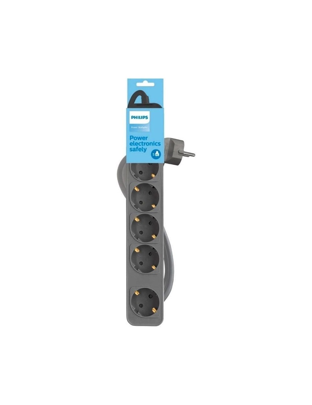 Regleta con Interruptor Philips CHP2154G/12 5 Tomas de corriente/ Cable 1.5m/ Gris