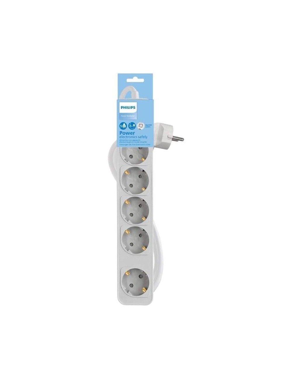 Regleta con Interruptor Philips CHP2154W/12/ 5 Tomas de corriente/ Cable 1.5m/ Blanco