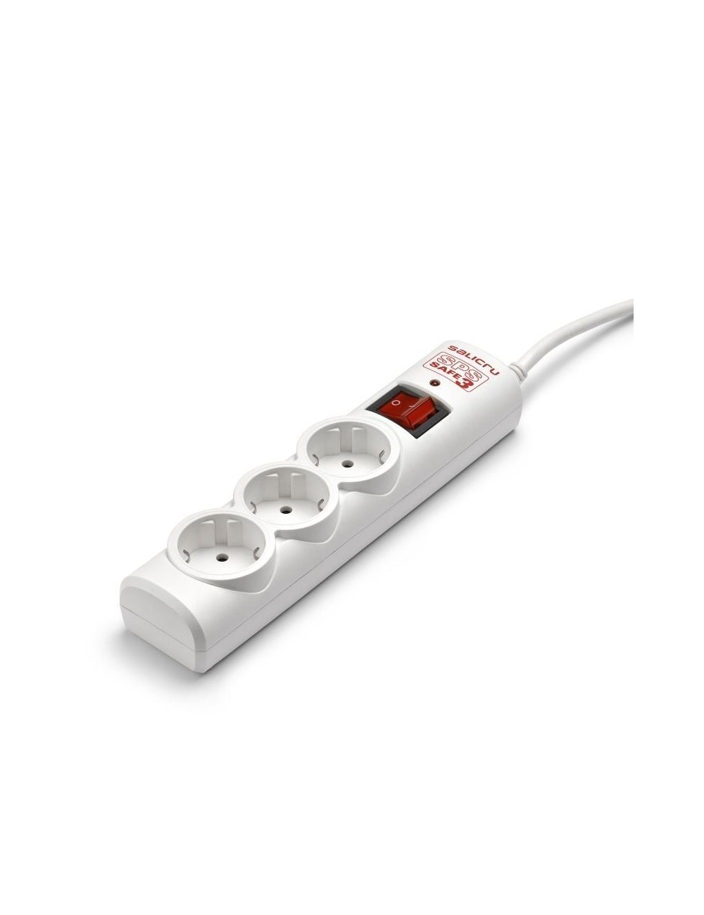 Regleta con interruptor Salicru SPS SAFE 3/ 3 Tomas de corriente/ Cable 1.5m/ Blanca
