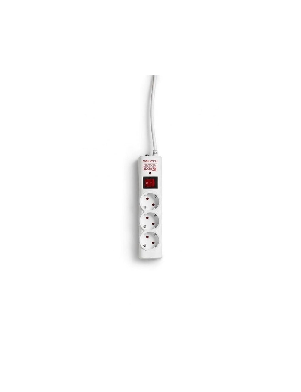 Regleta con interruptor Salicru SPS SAFE 3/ 3 Tomas de corriente/ Cable 1.5m/ Blanca