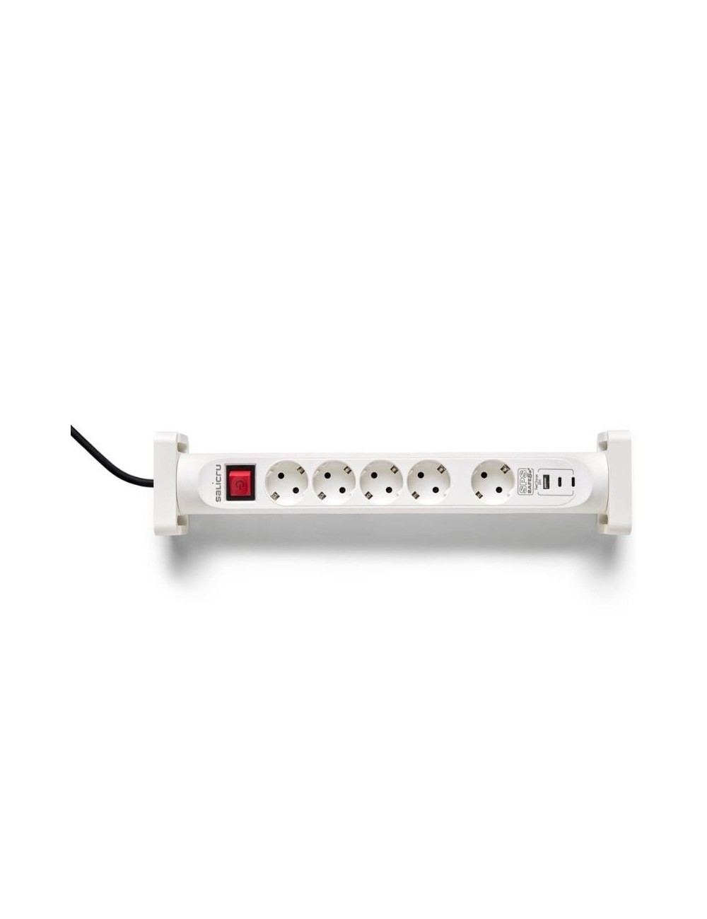 Regleta con interruptor Salicru SAFE 5S+/ 4 Tomas de corriente/ 1 Master/ 2 USB Tipo-C/ 1 USB/ Cable 1.4m/ Blanca