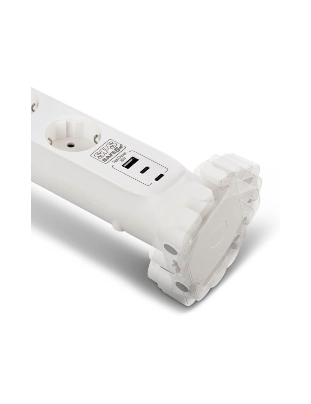 Regleta con interruptor Salicru SAFE 5S+/ 4 Tomas de corriente/ 1 Master/ 2 USB Tipo-C/ 1 USB/ Cable 1.4m/ Blanca