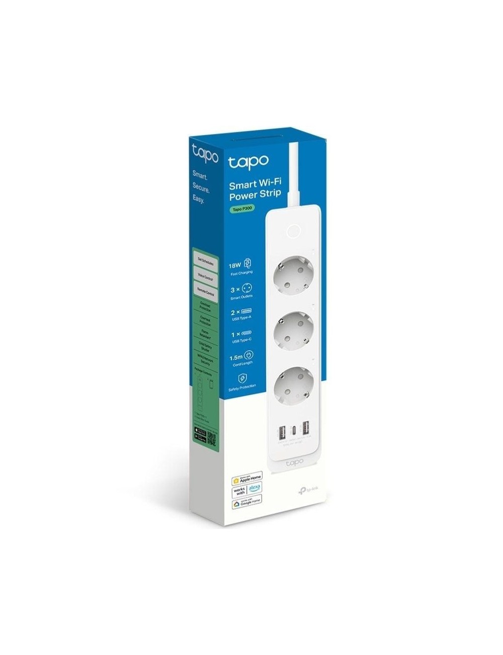 Regleta Inteligente TP-Link Tapo P300/ 3 Tomas de corriente/ 2 USB Tipo-A/ 1 USB Tipo-C/ WiFi/ Blanca
