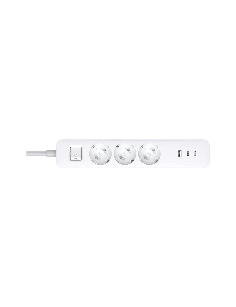 Regleta con Interruptor Xiaomi 20W Power Strip/ 3 Tomas de Corriente/ 1 USB/ 2 USB Tipo-C/ Cable 1.4m/ Blanca