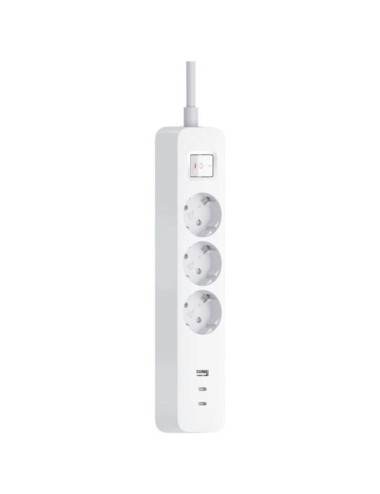 Regleta con Interruptor Xiaomi 20W Power Strip/ 3 Tomas de Corriente/ 1 USB/ 2 USB Tipo-C/ Cable 1.4m/ Blanca