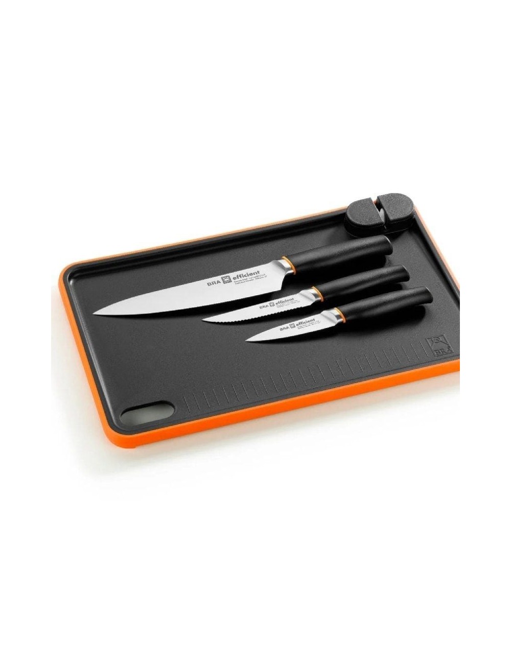 Pack 3 Cuchillos Bra Efficient A198021 con tabla para cortar