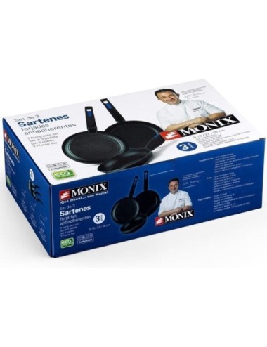 Pack 3 Sartenes Monix M811200/ Ø18/Ø22/Ø26/ Aluminio forjado