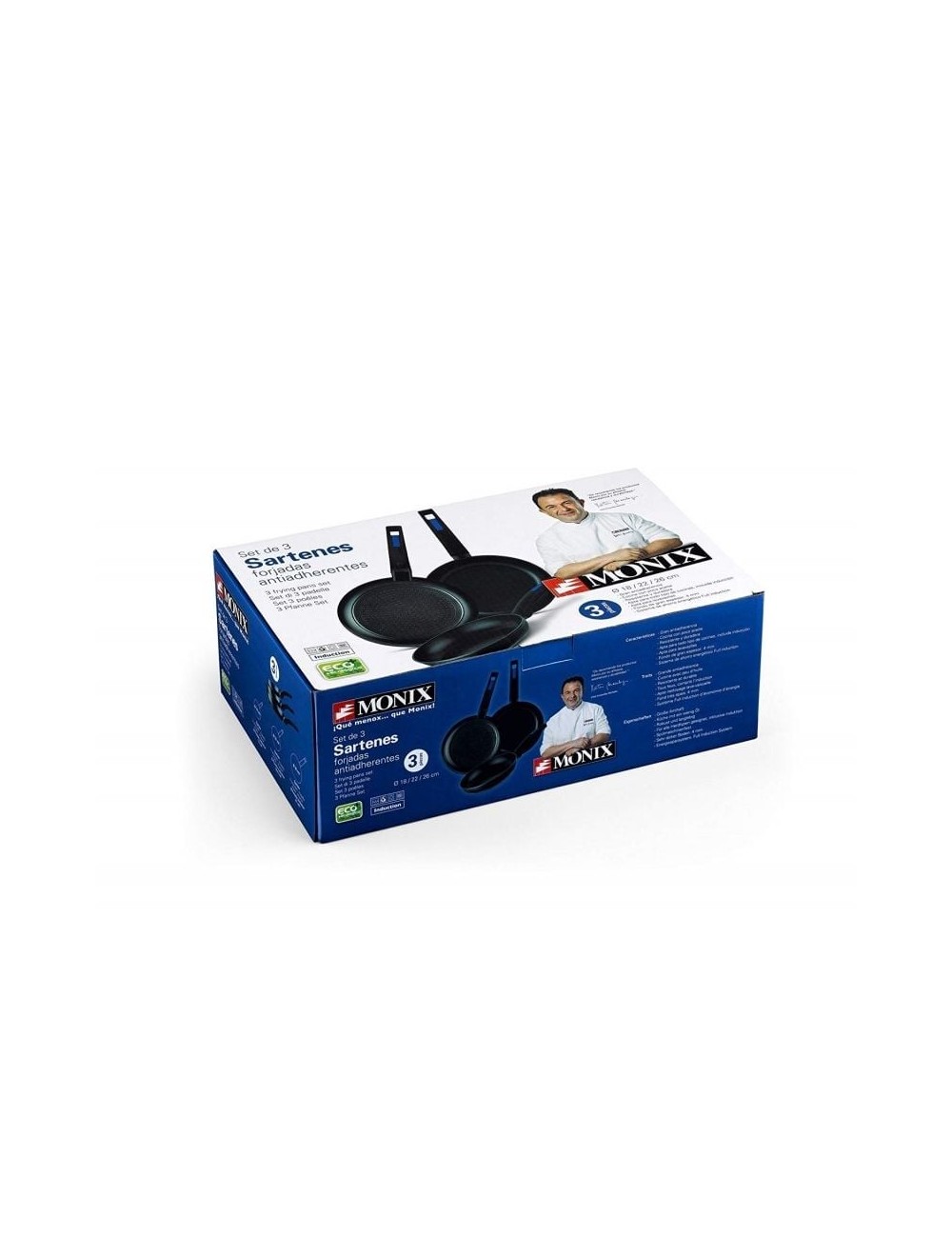 Pack 3 Sartenes Monix M811200/ Ø18/Ø22/Ø26/ Aluminio forjado