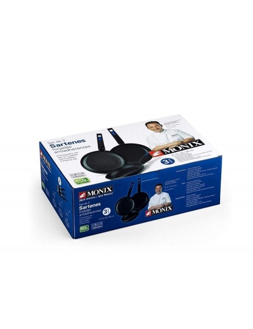Pack 3 Sartenes Monix M811200/ Ø18/Ø22/Ø26/ Aluminio forjado