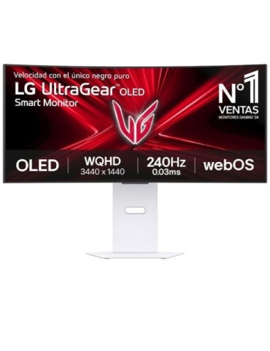 Smart Monitor Gaming Ultrapanorámico Curvo LG UltraGear 34GX90SA-W 34'/ WQHD/ Multimedia/ 0.03ms/ 240Hz/ OLED/ Regulable en altu