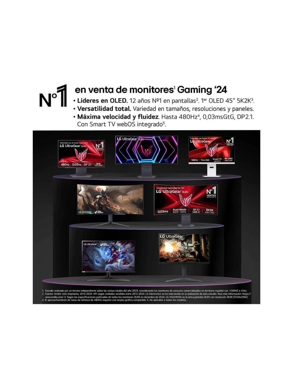 Smart Monitor Gaming Ultrapanorámico Curvo LG UltraGear 34GX90SA-W 34'/ WQHD/ Multimedia/ 0.03ms/ 240Hz/ OLED/ Regulable en altu