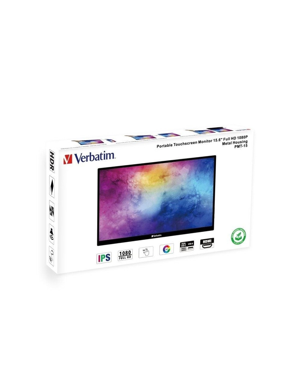 Monitor Portátil Táctil Verbatim PMT-15 15.6'/ Full HD/ Multimedia/ Negro