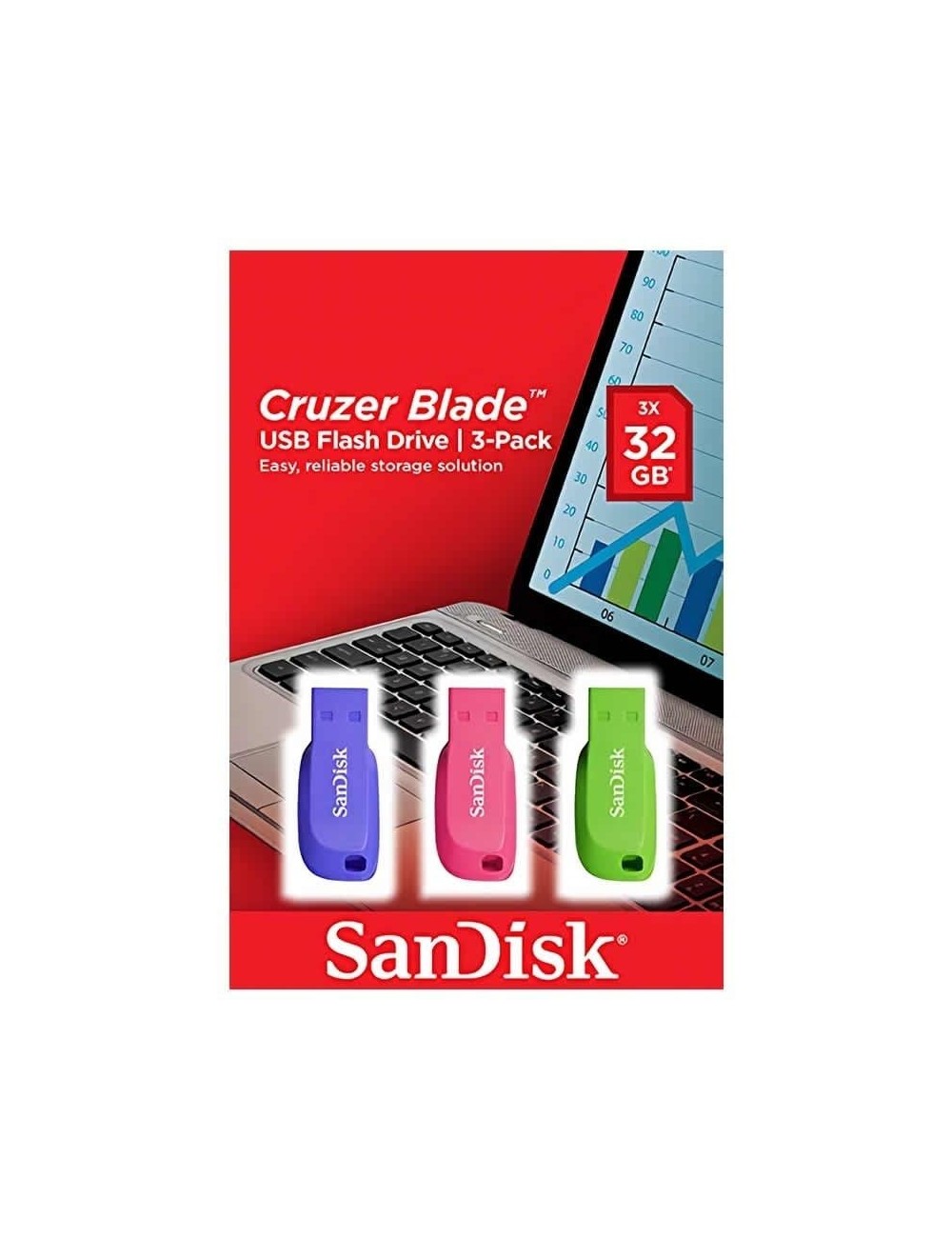 Pendrives 32GB SanDisk Cruzer Blade/ USB 2.0/ Pack 3