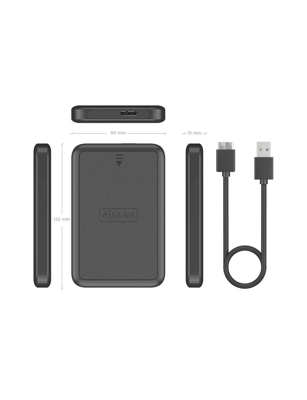 Caja Externa para Disco Duro de 2.5' Aisens ASE-2519B/ USB 3.1/ Sin Tornillos