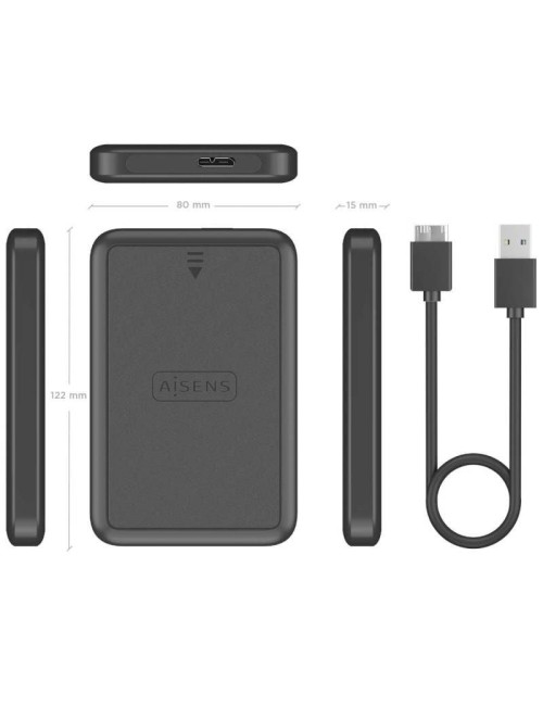 Caja Externa para Disco Duro de 2.5' Aisens ASE-2519B/ USB 3.1/ Sin Tornillos