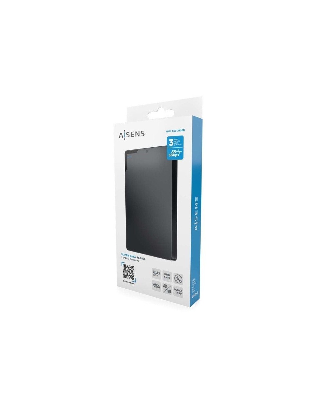 Caja Externa para Disco Duro de 2.5' Aisens ASE-2520B/ USB 3.1/ Sin tornillos