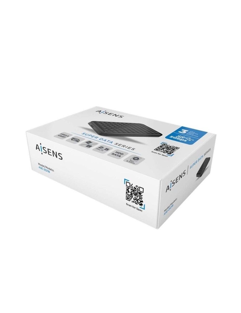 Caja Externa para Disco Duro de 2.5' Aisens ASE-2521B/ USB 3.1/ Sin tornillos