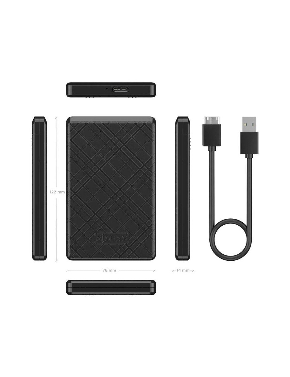 Caja Externa para Disco Duro de 2.5' Aisens ASE-2522B/ USB 3.1