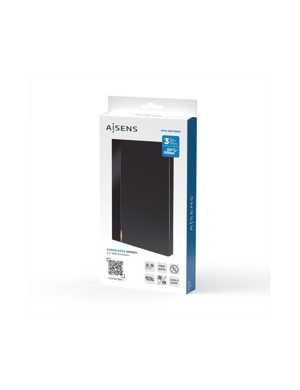 Caja Externa para Disco Duro de 2.5' Aisens ASE-2524B/ USB 3.1/ Sin tornillos