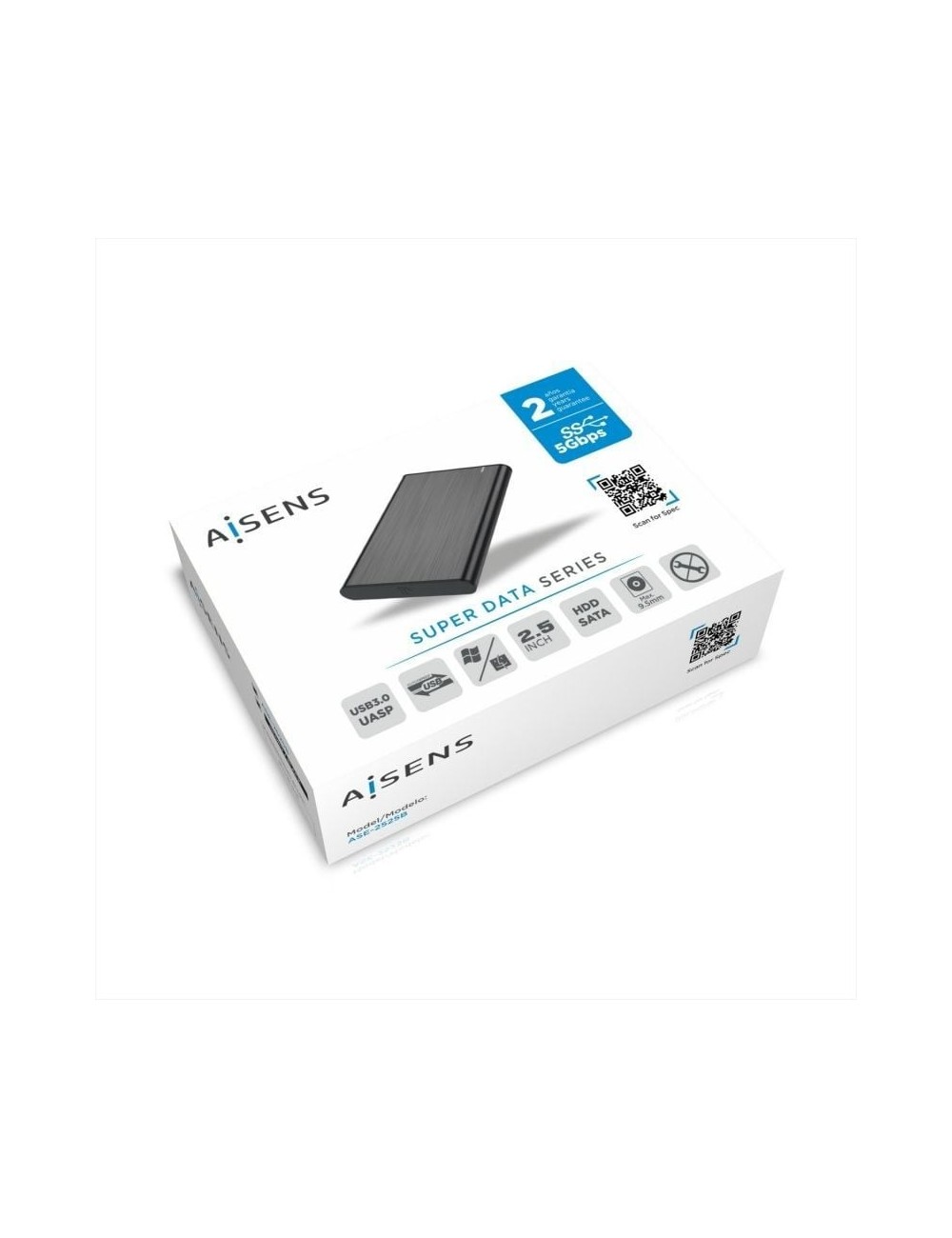 Caja Externa para Disco Duro de 2.5' Aisens ASE-2525B/ USB 3.1/ Sin tornillos