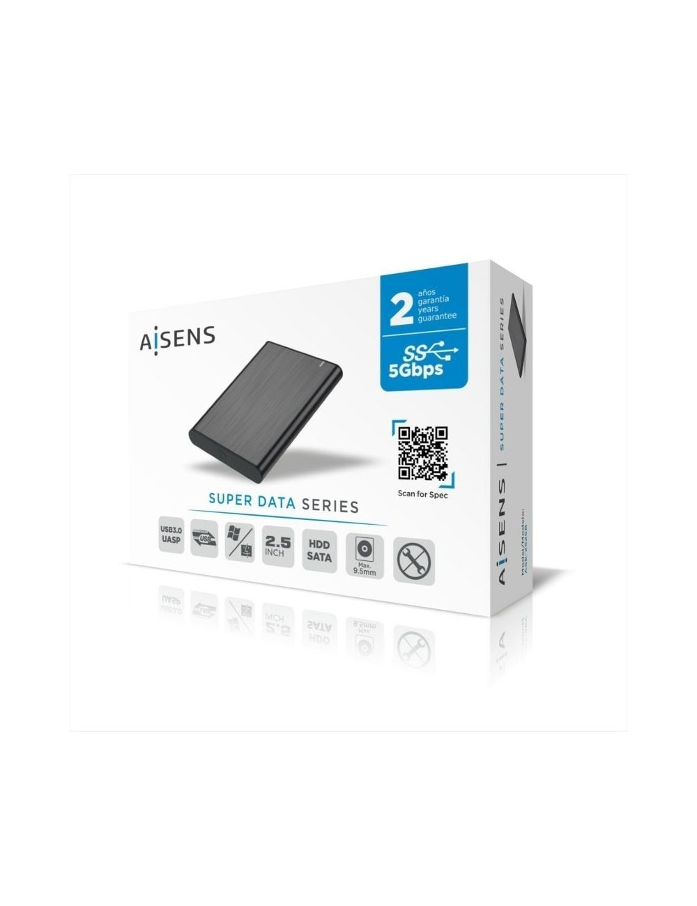 Caja Externa para Disco Duro de 2.5' Aisens ASE-2525B/ USB 3.1/ Sin tornillos
