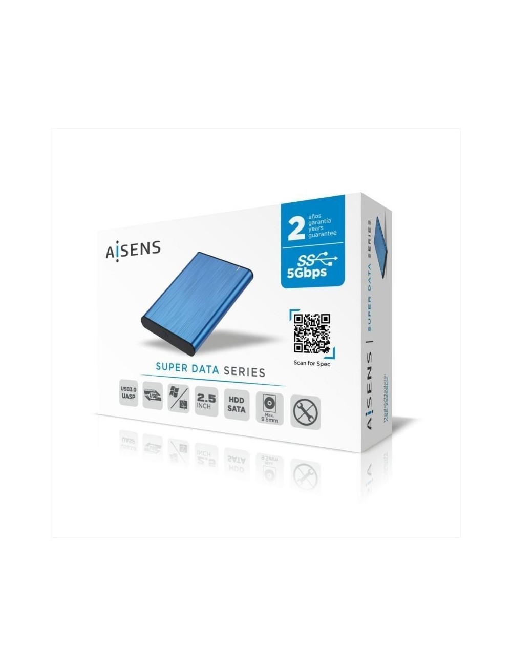 Caja Externa para Disco Duro de 2.5' Aisens ASE-2525BLU/ USB 3.1/ Sin tornillos