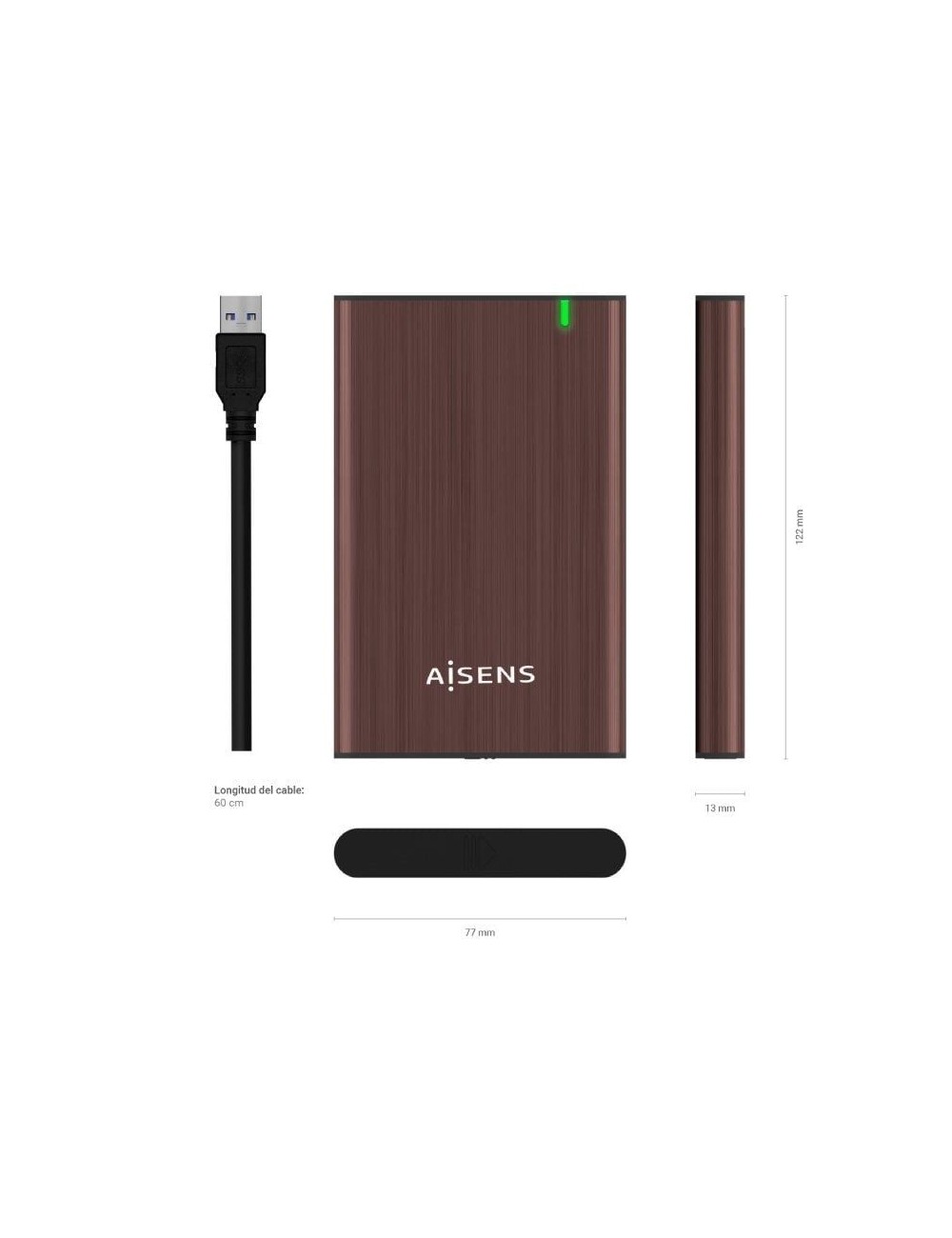 Caja Externa para Disco Duro de 2.5' Aisens ASE-2525BWN/ USB 3.0/ Sin tornillos