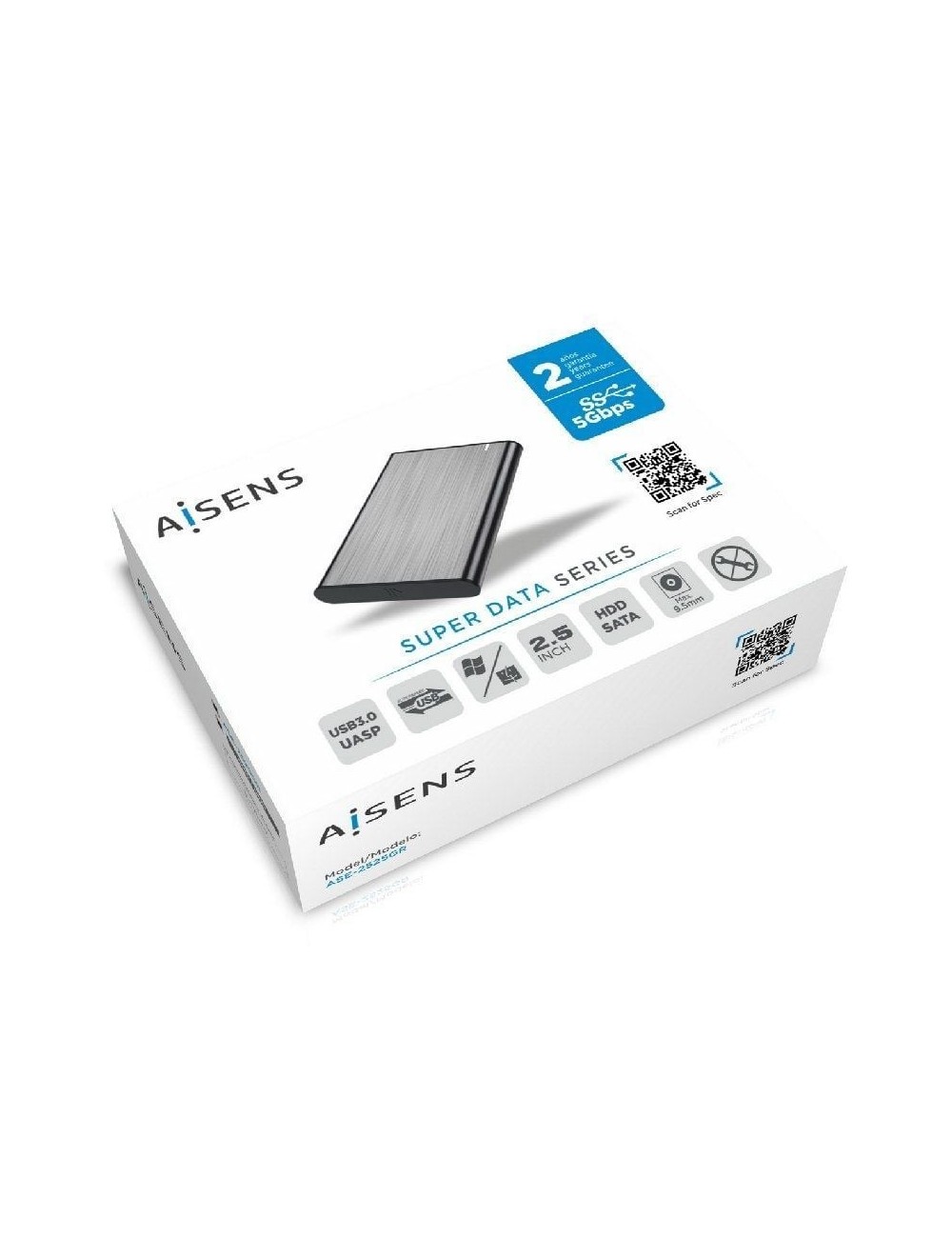 Caja Externa para Disco Duro de 2.5' Aisens ASE-2525GR/ USB 3.1/ Sin tornillos