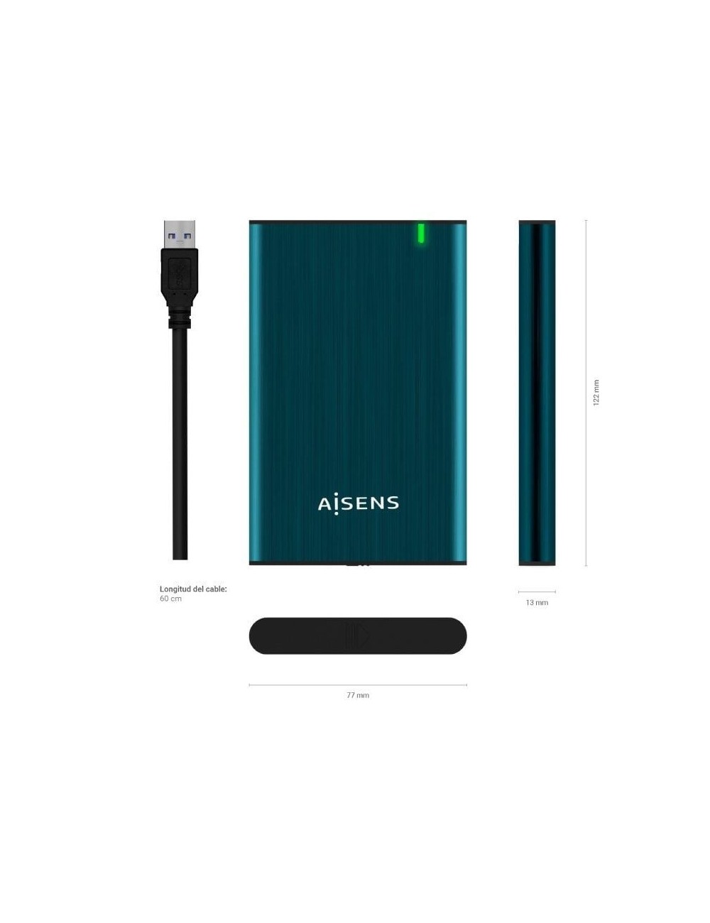 Caja Externa para Disco Duro de 2.5' Aisens ASE-2525PB/ USB 3.0/ Sin tornillos