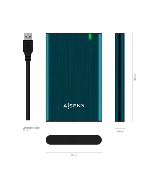 Caja Externa para Disco Duro de 2.5' Aisens ASE-2525PB/ USB 3.0/ Sin tornillos