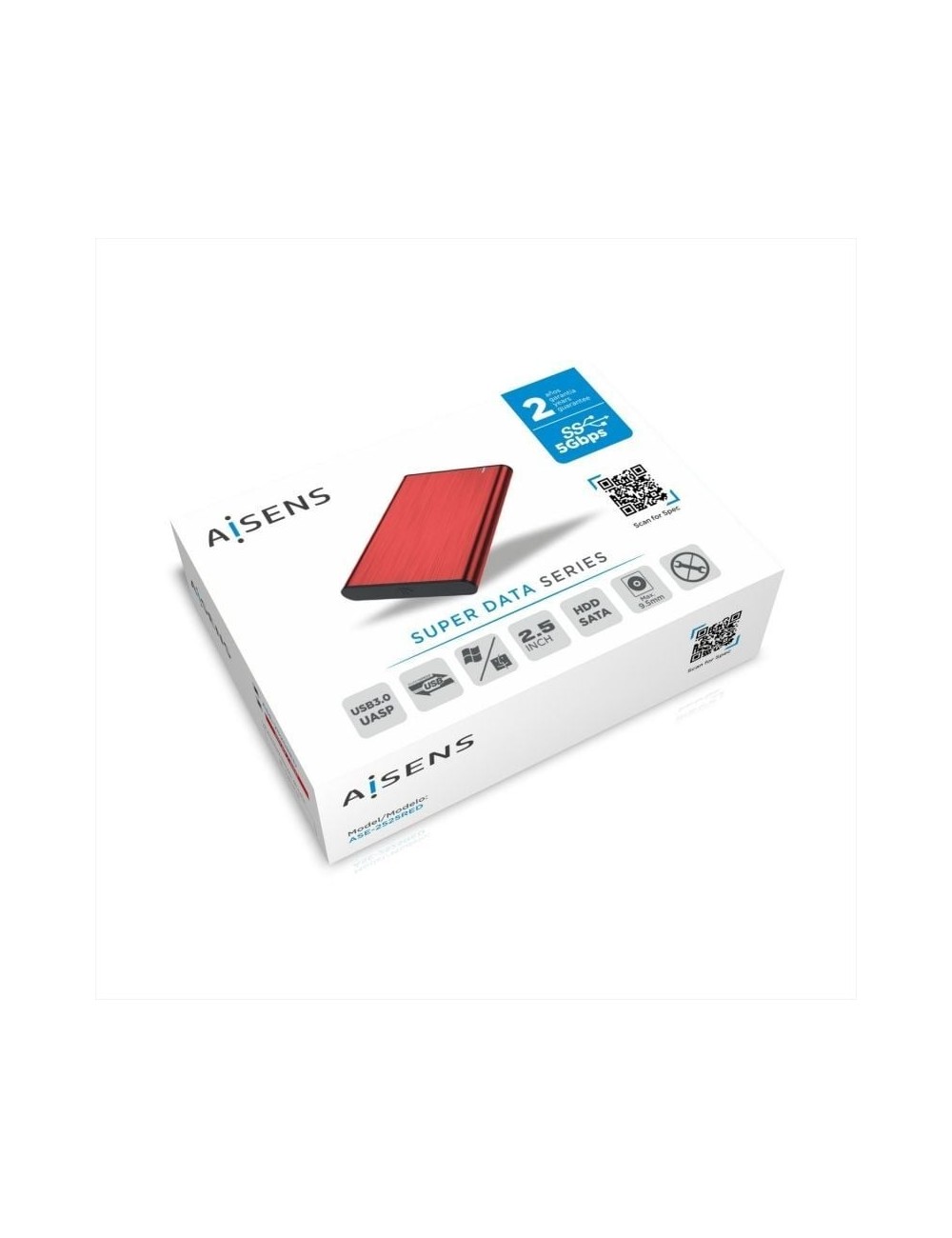 Caja Externa para Disco Duro de 2.5' Aisens ASE-2525RED/ USB 3.1/ Sin tornillos