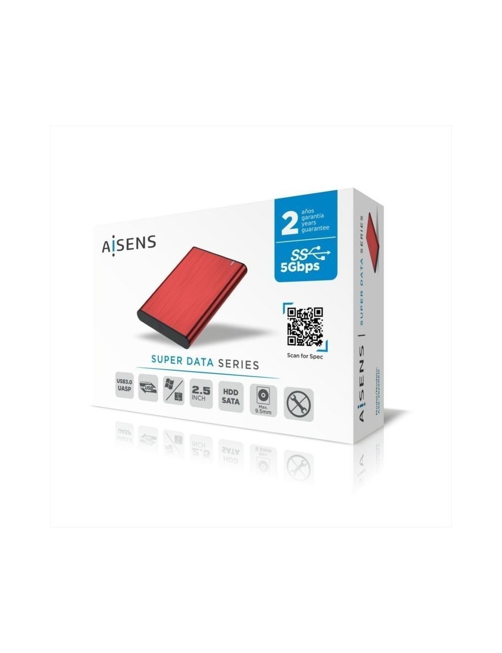 Caja Externa para Disco Duro de 2.5' Aisens ASE-2525RED/ USB 3.1/ Sin tornillos